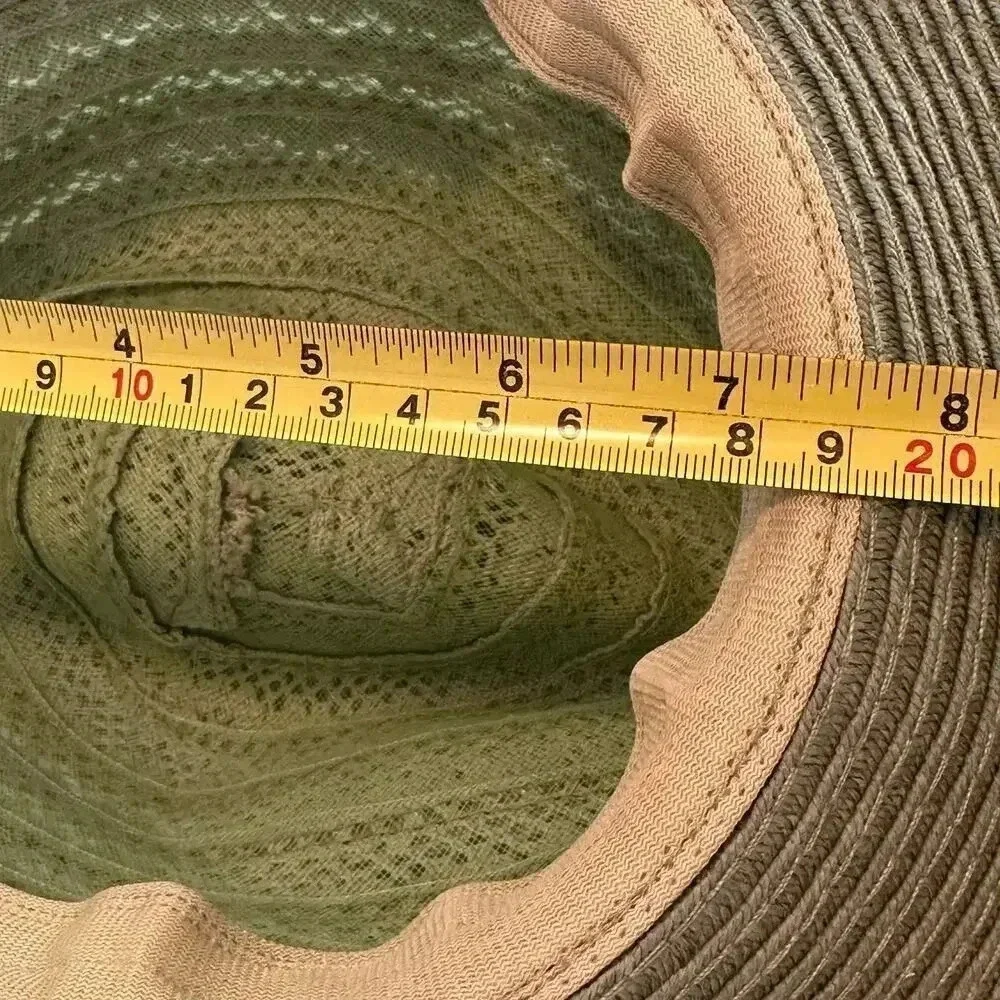 C. C Beanie Exclusives sage green cotton/paper fedora hat w/tan‎ braided ribbon